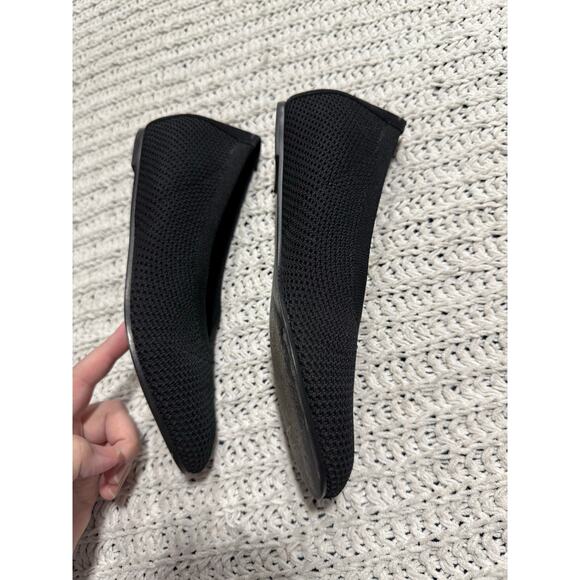 Eileen Fisher Knit Slip On Ballet Shoes Flats Textile Leather Womens 8.5 Black - Picture 4 of 9